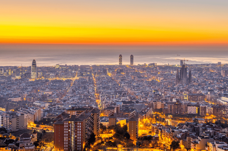 Barcelona view; ranked as the third european city for start-ups -   European Startup Heatmap survey